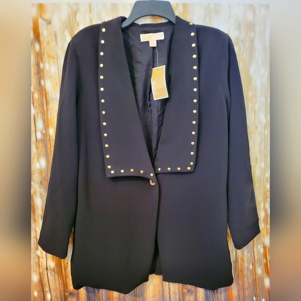 Michael Kors Blazer Jacket Black Gold Studded